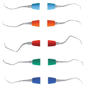 Gracey curette med farvekodede hndtag. Balanced grip