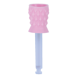 Gummikopper med RA-mandril (plastic) til tandrensning. Soft Pink. 100 stks