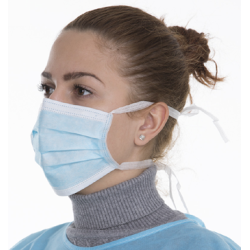 Medisinske munnbind med strikk. 3-lag. Latexfri. 99,6% filtrering. 40 esker a 50 stks.