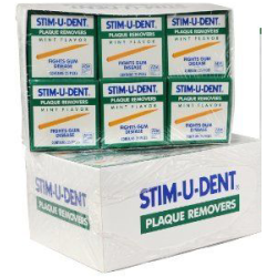 Stim-U-Dent tandstikkere med mint. Storpakning 144x25 stks. Lommeetuier. Veganvenlig.